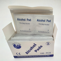 Toallitas desinfectantes desechables con alcohol, 75% de etanol, paquete individual, 100 unidades/caja, para manicura, limpieza de la piel y desinfección