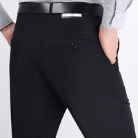 Pantalon de travail décontracté en coton uni pour homme, coupe large, confortable, pour le bureau, pantalon long formel pour homme, vente en gros