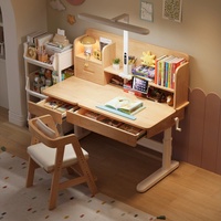 Table d'étude moderne en bois pour enfants avec lampe intégrée pour la protection des yeux et design multifonctionnel