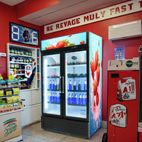 Réfrigérateur commercial vertical à porte simple, double ou triple vitrée, pour supermarché, affichage, dégivrage manuel, refroidisseur de boissons, refroidisseur