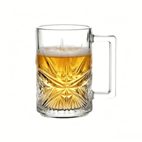 Mug en verre à facettes Starburst de 330 ml au design moderne. Poignée structurée à texture pointue audacieuse. Sûr pour les aliments. Pour la bière/les boissons chaudes, bar, maison
