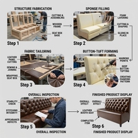 Ensemble de sièges de restaurant sur mesure, mobilier de café en cuir commercial, canapé Chesterfield capitonné en forme de L pour hôtel, café