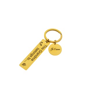 [Exclusivité transfrontalière] Cadeau d'anniversaire DIY : Porte-clés gravés en acier inoxydable plaqué or avec motifs - Product Image 5