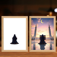 Lampe murale LED 4D musulmane, série religieuse, art islamique Allah, croix, décoration murale, cadre photo en plastique double face