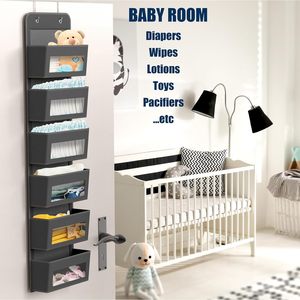 6 Pocket Over Door Storage Organizer Dark Gray Multifunctional Hanging Closet Rack For Baby Products Bedroom - Product Image 3