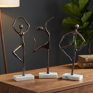 Jaffs Exports Modern Aluminum Bronze Finish High Quality Eco-Friendly <b>Figurative</b> Sculptures Set 3 Contemporary Artistic Tabletop - Product Image 2