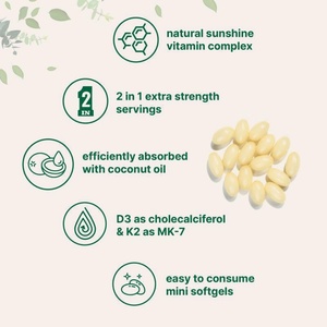 Cápsulas de Vitamina D3 de Primera Calidad, 180 300 Softgels, 10000 UI de Vitamina D3 y 200 mcg de K2 con Aceite de Coco, D3 K2 - Product Image 4