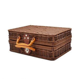 Woven <b>Storage</b> Plastic Rattan Organize Box Home Organization Bins With Lids Gift Boxes for Guests Picnic Basket <b>Suitcase</b> - Product Image 3