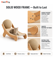 Vente en gros : Griffoir pour chat durable et anti-rayures en rotin naturel et corde de chanvre, convertible en canapé-lit, avec jouet pour chat en forme de balle