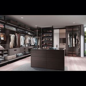 Factory Custom Luxury Aluminum Frame Glass Wood Bedroom <b>Wardrobes</b> Furniture Modern Closet <b>Storage</b> with Glass Door - Product Image 5