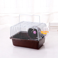 Vente directe fabricant : Cage à hamster portable en plastique, style dessin animé, à un étage, pour hamster doré, petite et carrée, facile à transporter