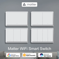 Nuevo Interruptor Inteligente de Pared Wifi Matter Tuya Estándar Americano con Panel Manual y Control por APP Inalámbrica de 1/2/3/4 Canales