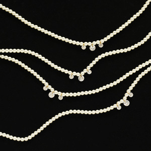 สร้อยคอแฟชั่นทรงเรขาคณิตประดับมุกเทียมขนาด 2.5 มม. ชุบทองบนสแตนเลส สำหรับผู้หญิง - Product Image 5