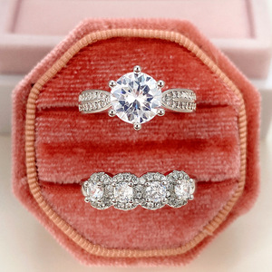 Set di Anelli Scintillanti per Coppie, Eleganti Gioielli di Lusso per Fidanzamento, Matrimonio e Feste, Regalo per Donne - Product Image 4