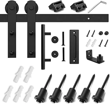 5ft pesado resistente corredera Kit de Hardware de puerta de Granero puerta única Simple y fácil de instalar-Fit 1 3/8-1 3/4 "de espesor puerta