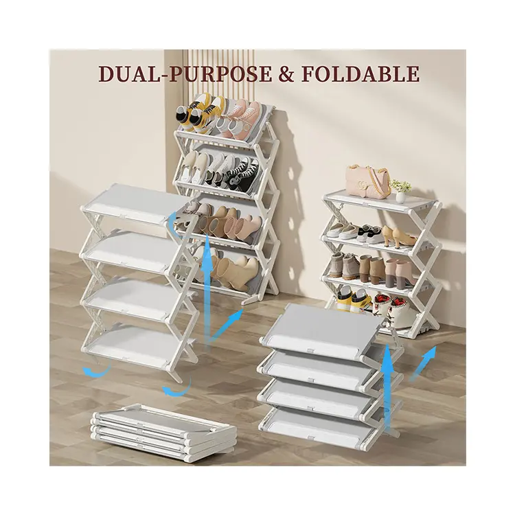 Modern 4 Tier Portable Shoe Rack Folding Organizer Sapateira Para Boutique