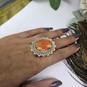 Oyster Copper <b>Turquoise</b> <b>Ring</b> 925 Sterling Silver <b>Ring</b>, Handmade <b>Ring</b>, Oval Gemstone <b>Ring</b>, Statement <b>Ring</b> - Product Image 1