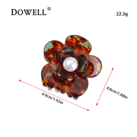 Pince à cheveux en acétate de taille moyenne Dowell avec fleur 3D et perle