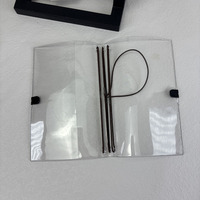 Cubierta Minimalista Transparente de Vinilo A6 para Agenda de Viaje, Encuadernación Elástica, Recargable, para Uso en Viajes y Oficina