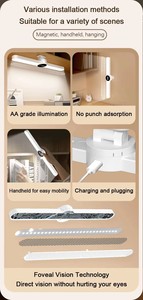 Hotsale Tisch lampe Uhr USB LED Licht hängen magnetische Schreibtisch lampe wiederauf ladbare stufenlose Dimmen Nachtlicht Schlafzimmer Lese lampe - Product Image 3