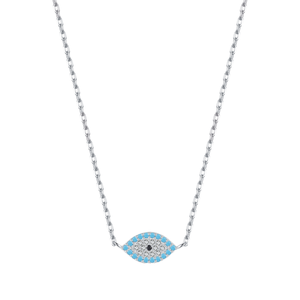 Collier en argent sterling S925 avec zircon œil porte-bonheur pour femme, chaîne à maillons CZ, pendentif, cadeau pour fiançailles, fête, mariage, anniversaire - Product Image 1