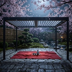 Pergola Autoportante in Alluminio Airfun con Tetto Retrattile Motorizzato a Lamelle, LED, Bioclimatica, Ecologica e Resistente al Vento per <span class=keywords><strong>Giardino</strong></span> - Product Image 5