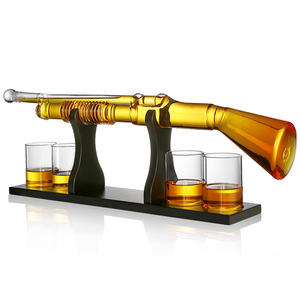 Vente en gros personnalisé fusil de chasse whisky verre de décantation ensemble carafe liqueur bouteille contenant distributeur whisky carafe avec verres à balles - Product Image 2