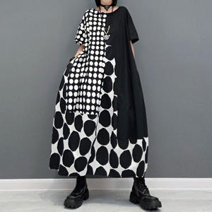 Butik toptan 2024 yaz yeni moda artı boyutu gevşek zayıflama Patchwork orta uzun kadın elbise - Product Image 1