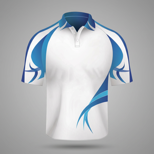 Polo de Manga Corta Blanco para Hombre con Patrón Geométrico Azul Sublimado - Product Image 3