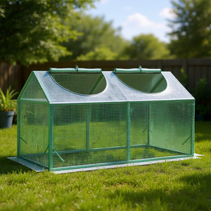 Mini serra da giardino bianca per esterni 4 x 2 x 2 con telaio in acciaio e finestre avvolgibili per la protezione delle piante - Product Image 2