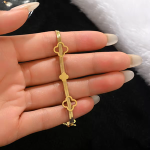 La Serie de Joyería de Pulseras de Acero Inoxidable con Circonita Impermeable Más Popular, Chapada en Oro de 18k, para Damas a la Moda - Product Image 4