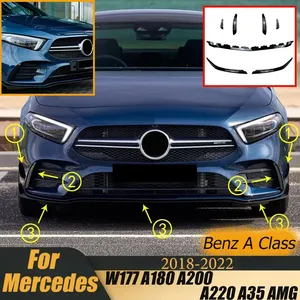 กันชนหน้าสำหรับ Mercedes Benz A Class W177 A180 A200 A220 A35 AMG 2018-2022 ชุดดิฟฟิวเซอร์ สปอยเลอร์อะไหล่รถยนต์ - Product Image 1