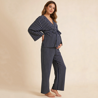 Pyjama en bambou personnalisé Baifei certifié OEKO-TEX, ensemble de maternité respirant en coton biologique tricoté, deux pièces amples pour femme