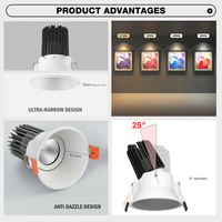 Nouvelle conception moderne de luminaire de plafond pour bureau à domicile, éclairage encastré réglable, 6-14W COB LED Downlight CRI 90 Protection IP54