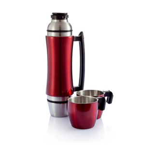 Venta al por mayor: Termo de vacío de acero inoxidable 18/8 con diseño de bala para coche, con 2 tazas y asa - Product Image 5