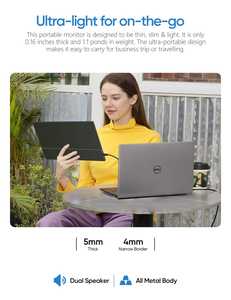 Arzopa Écran portable 15,6 pouces 1080P FHD Full HD double écran fin pour ordinateur portable et téléphone - Product Image 4