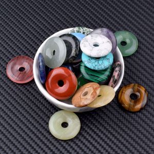 Colgante de Donut de Ágata de Cristal Blanco de 25mm con Hebilla Étnica de la Paz de Piedra Natural, Accesorios de Joyería DIY de Hierro para Pulseras y Adornos para Coche - Product Image 3