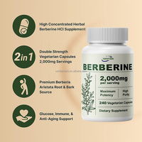 Capsules de berbérine OEM 100% Pure Max Power 120 Nutrition Suppléments de berbérine 2000mg Berberine HCI personnalisés
