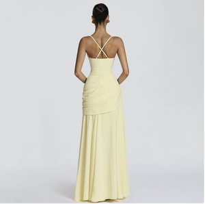 <span class=keywords><strong>Vestido</strong></span> <span class=keywords><strong>amarillo</strong></span> elegante sin tirantes con abertura para mujer 2026, al por mayor, con varillas, para fiesta de verano, estilo urbano, liso, para dama - Product Image 3
