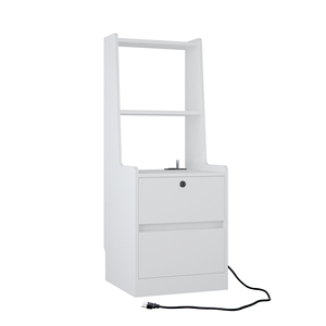 Modern Nightstands Set of <b>2</b> with Charging Station and Night Light Bookshelf Bedside <b>Storage</b> <b>Drawer</b> <b>Unit</b> - Product Image 3