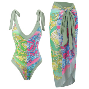 Traje de Baño de Una Pieza Estampado con Espalda Descubierta, Sexy y en Oferta, Conjunto de Falda con Cordones de Dos Piezas para Mujer - Product Image 2