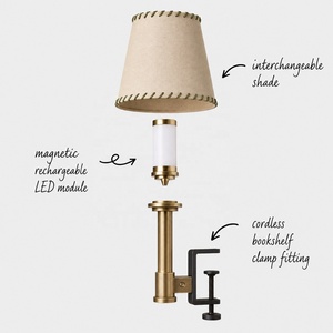 <span class=keywords><strong>Lampe</strong></span> murale à <span class=keywords><strong>pince</strong></span> sans fil rechargeable avec abat-jour en tissu, LED magnétique et télécommande pour lecture au chevet et hôtels - Product Image 5