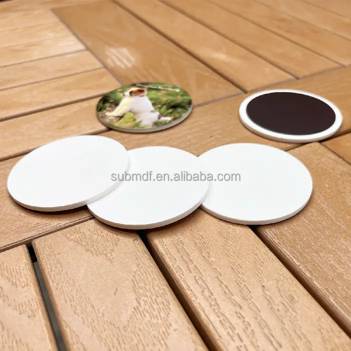 Wholesale Blanks For Sublimation Transfer Printing DIY Plastic Round Fridge Magnet White Glossy Sublimate FRP Home Deco Products