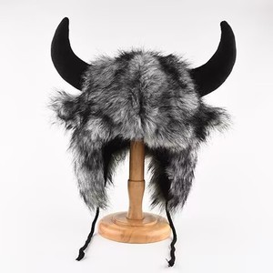 New Fashion Style Funny Warm Big Horn Ear protection Windproof <strong>Hat</strong> <strong>Men</strong> Women <strong>Festival</strong> Party <strong>Hats</strong> With Custom logo and Strings - Product Image 3