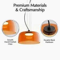 Lampe suspendue LED en verre translucide ambre scandinave, luminaire décoratif d'intérieur, idéal pour une salle à manger, une chambre à coucher, un café, un style postmoderne