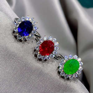 Bán buôn đồ trang sức nhân tạo retro màu kho báu công chúa S925 Bạc Vòng đá chính 8*10 vòng - Product Image 1