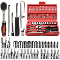 Ensemble de 46 pièces d'outils de réparation automobile Kit de réparation domestique embarqué Clé à douille