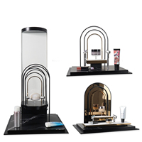 2022 Werbung Schönheit Zähler Acryl Zylinder Kosmetik Make-up Display Rack Hautpflege Halter Display Stand