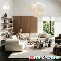 Canapé modulaire sculptural moderne en forme de L avec insert de table en bois massif – Solution de mobilier de luxe tout-en-un