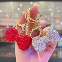 Porte-clés de luxe scintillant avec nœud en cristal, breloque de sac à la mode avec strass, pendentif décoratif pour voiture, cadeau d'anniversaire pour femme